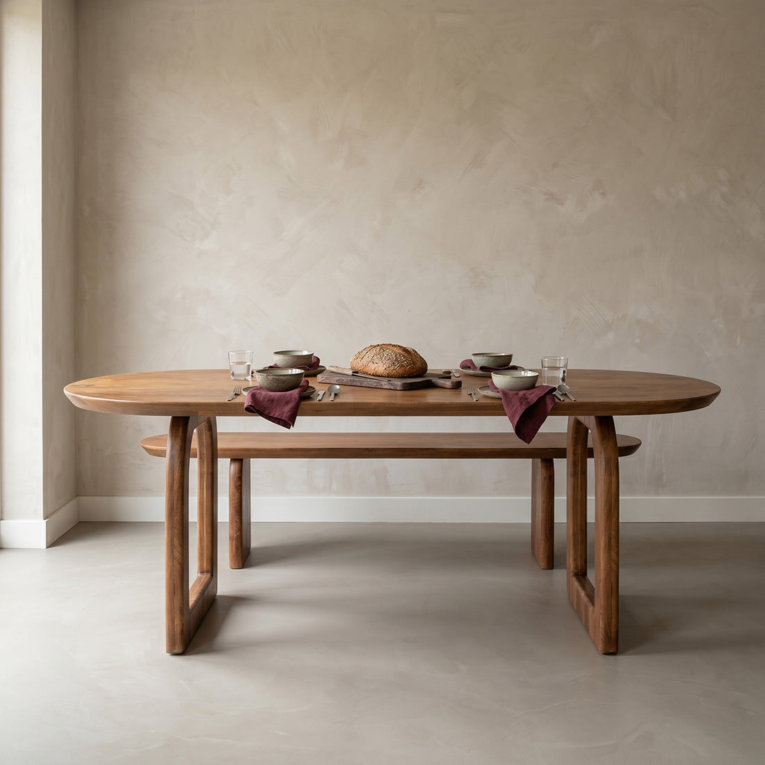 Mesa de comedor Bullnose abierta marrón 200 cm Raw Materials