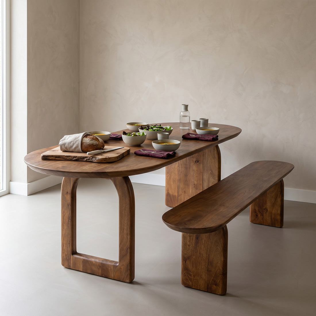Mesa de comedor Bullnose Mix marrón 240cm Raw Materials