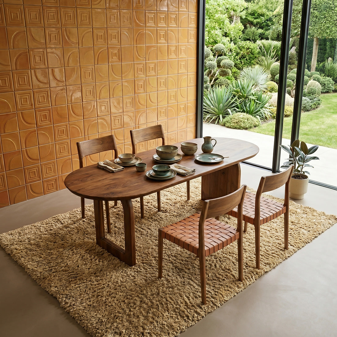 Mesa de comedor Bullnose Mix marrón 240cm Raw Materials