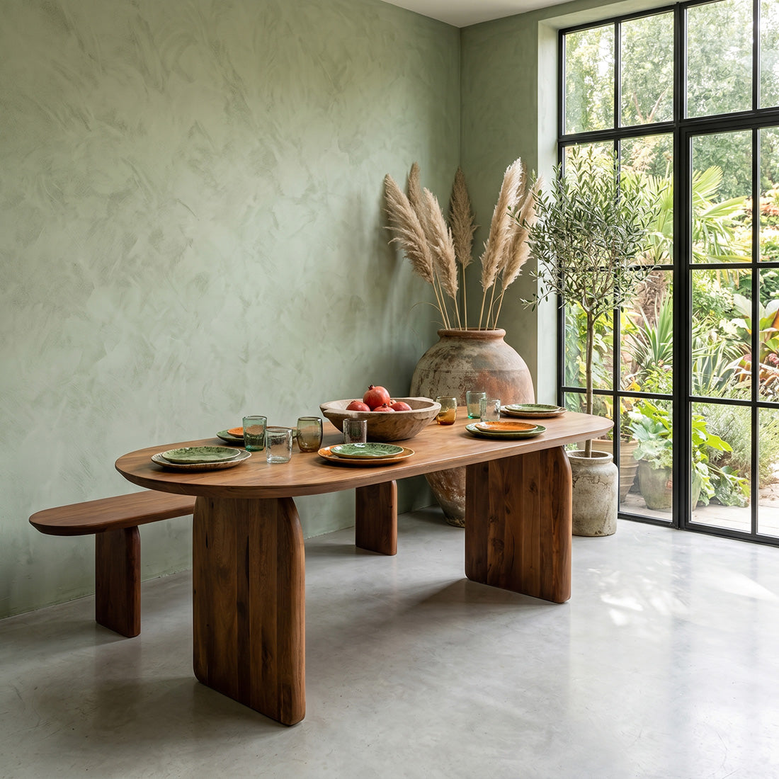 Mesa de comedor Bullnose cerrada marrón 240 cm Raw Materials