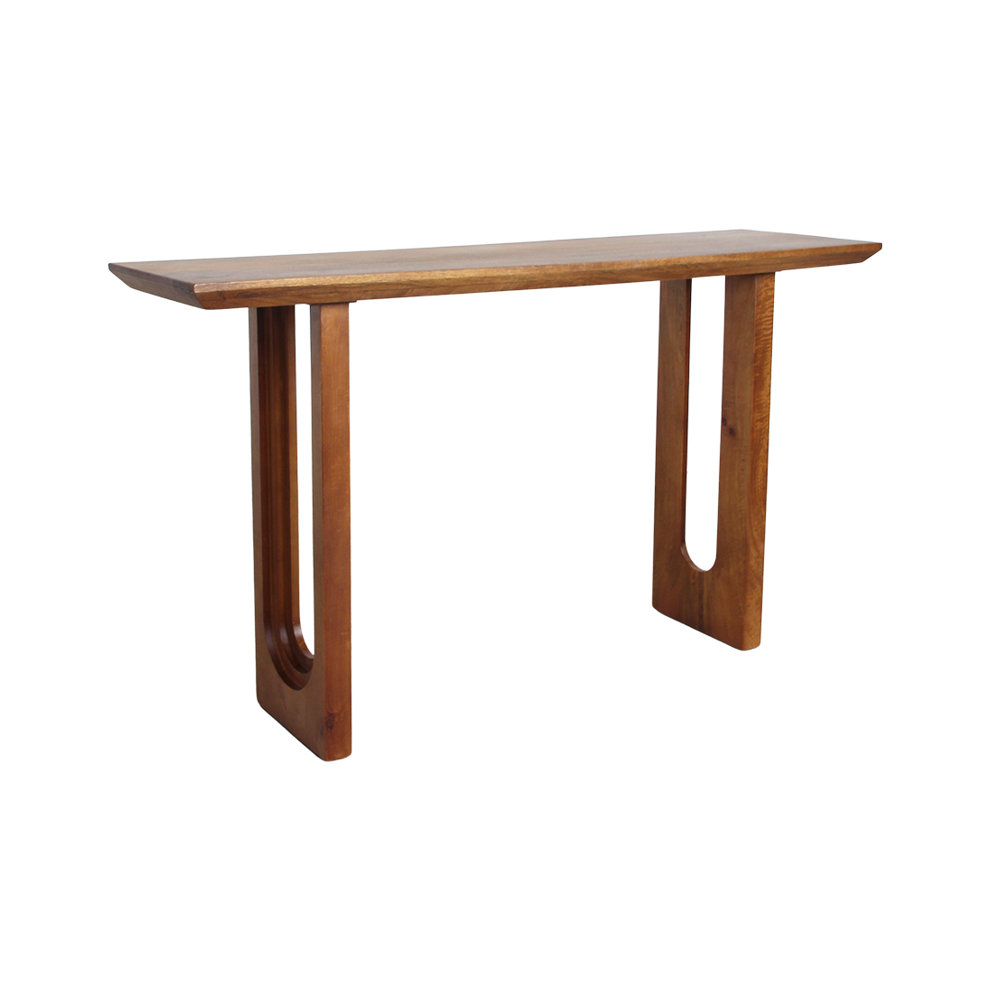 Mesa auxiliar de madera de mango con bordes redondeados y biselados, materia prima