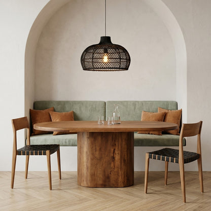 Mesa de comedor Bullnose rectangular ovalada de madera de mango 240 cm Raw Materials