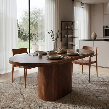 Mesa de comedor Bullnose rectangular ovalada de madera de mango 240 cm Raw Materials