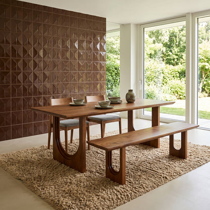 Mesa de comedor Bullnose Chaflanada Arco Madera de mango 200cm Raw Materials