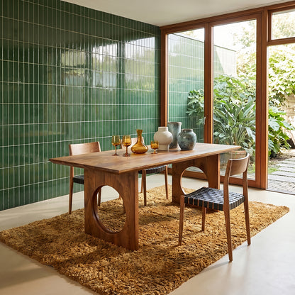 Mesa de comedor Bullnose Biselada Loop Madera de mango 240cm Materias primas