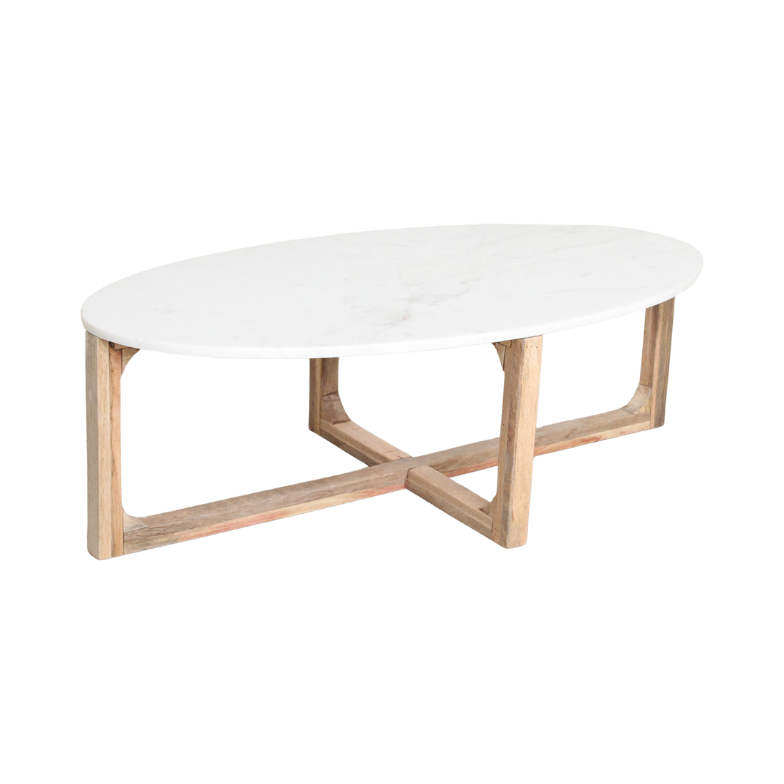 Mesa de centro de mármol ovalada blanca Raw Materials