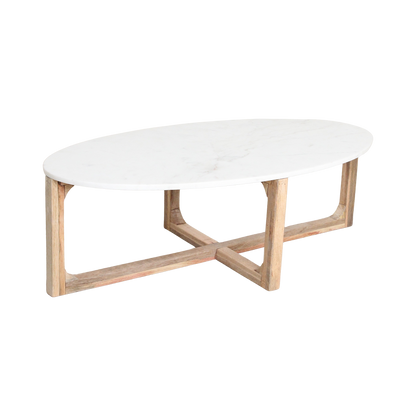 Mesa de centro de mármol ovalada blanca Raw Materials