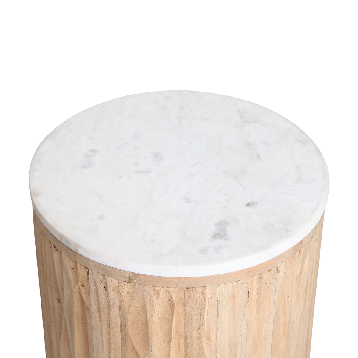 Mesa auxiliar redonda Malakka mármol blanco Raw Materials