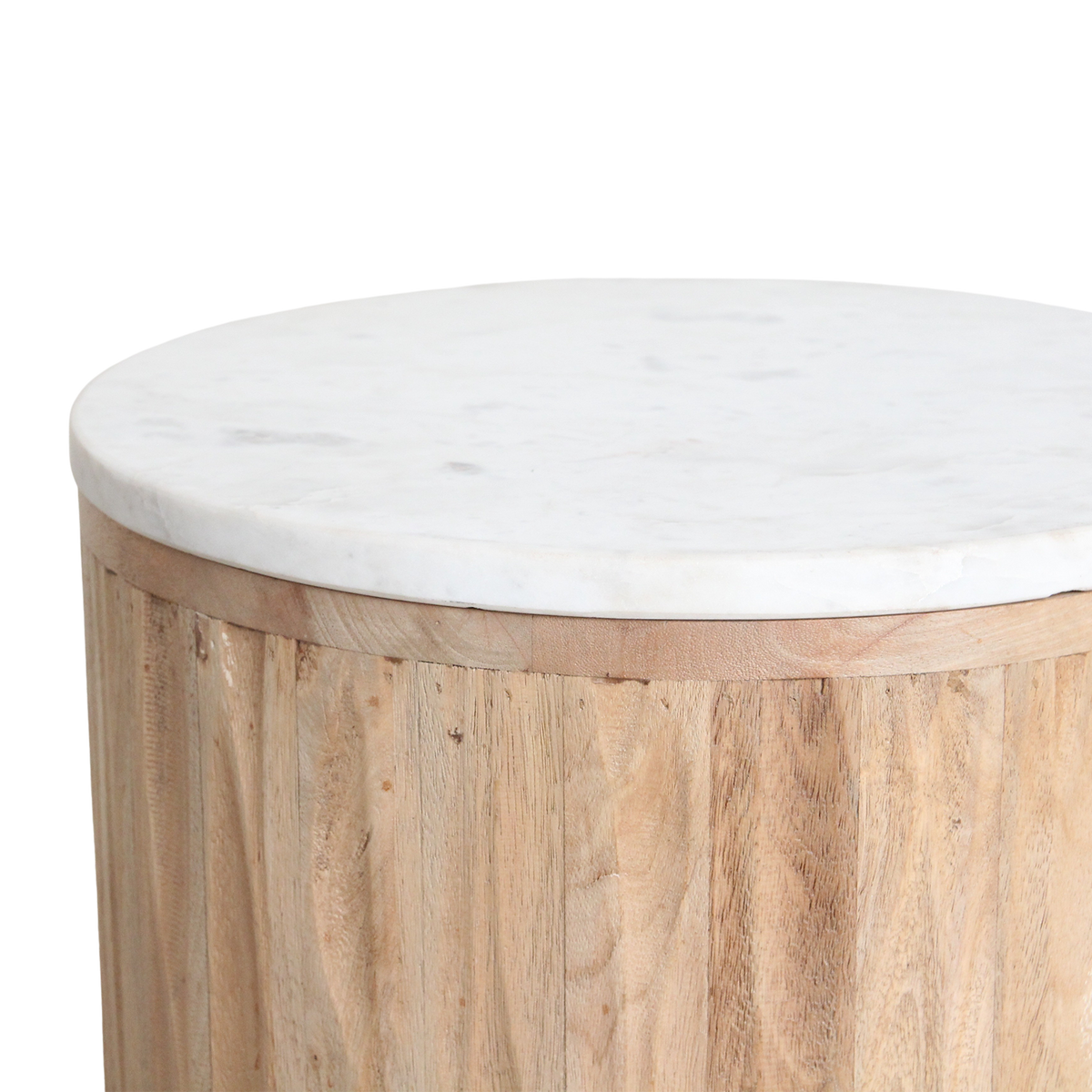 Mesa auxiliar redonda Malakka mármol blanco Raw Materials