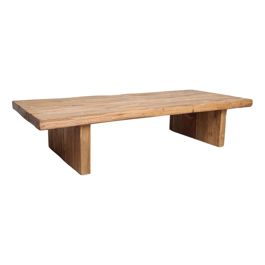 Mesa de centro rectangular de madera de teca, materiales brutos reciclados con certificación FSC