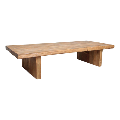 Mesa de centro rectangular de madera de teca, materiales brutos reciclados con certificación FSC