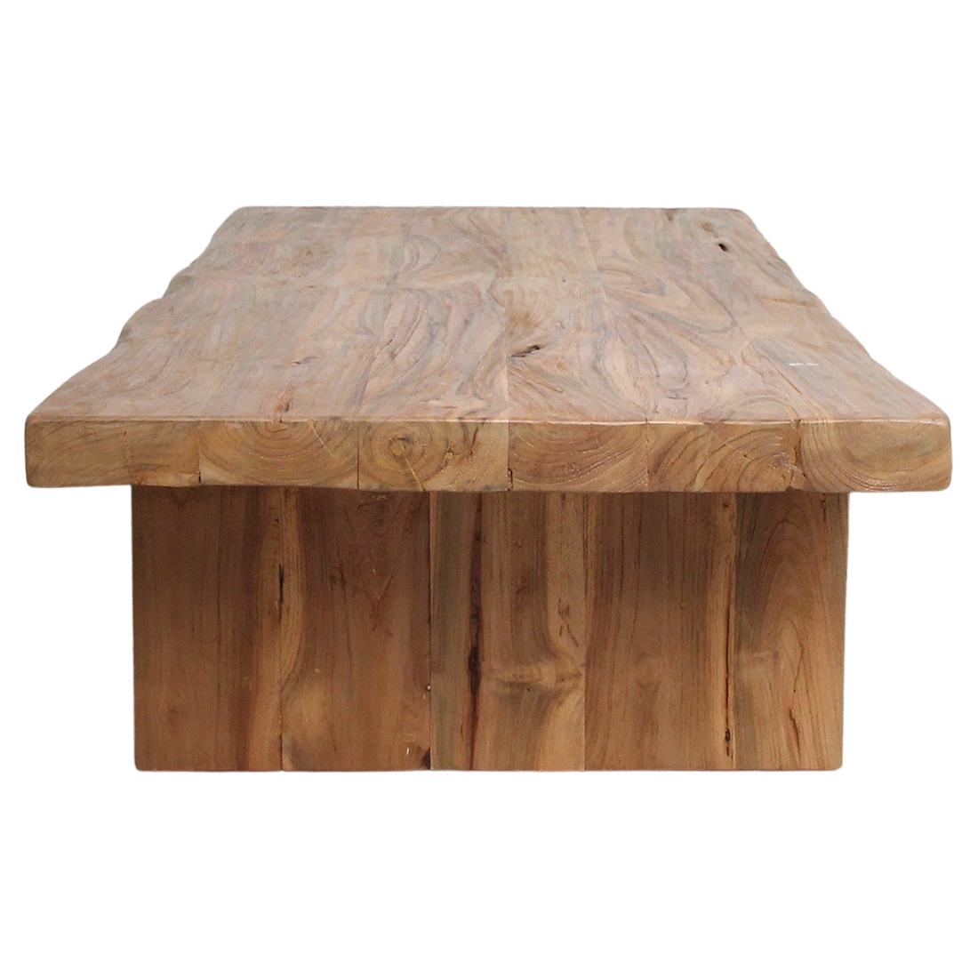Mesa de centro rectangular de madera de teca, materiales brutos reciclados con certificación FSC