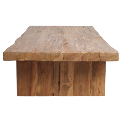 Mesa de centro rectangular de madera de teca, materiales brutos reciclados con certificación FSC