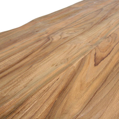Mesa de centro rectangular de madera de teca, materiales brutos reciclados con certificación FSC