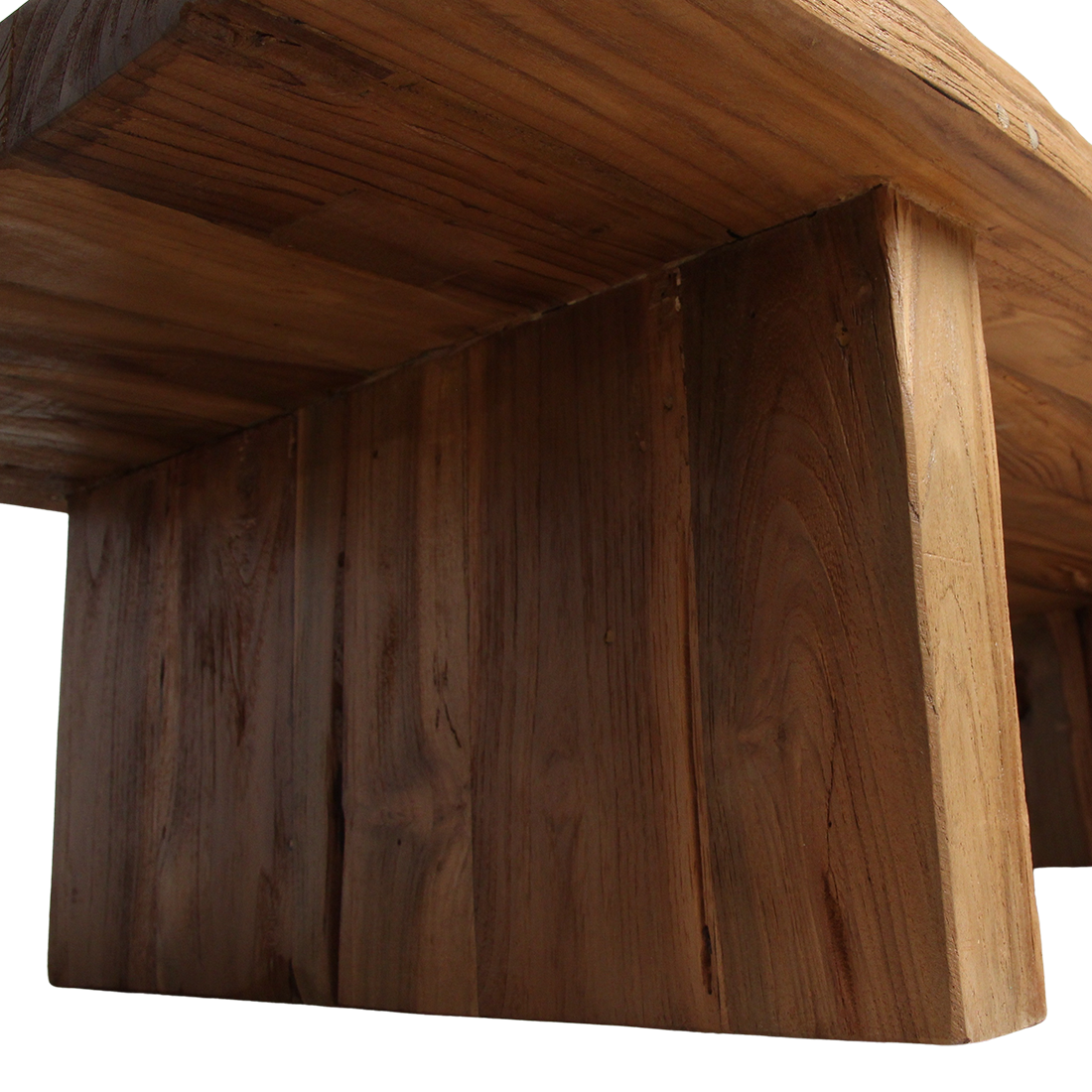 Mesa de centro rectangular de madera de teca, materiales brutos reciclados con certificación FSC