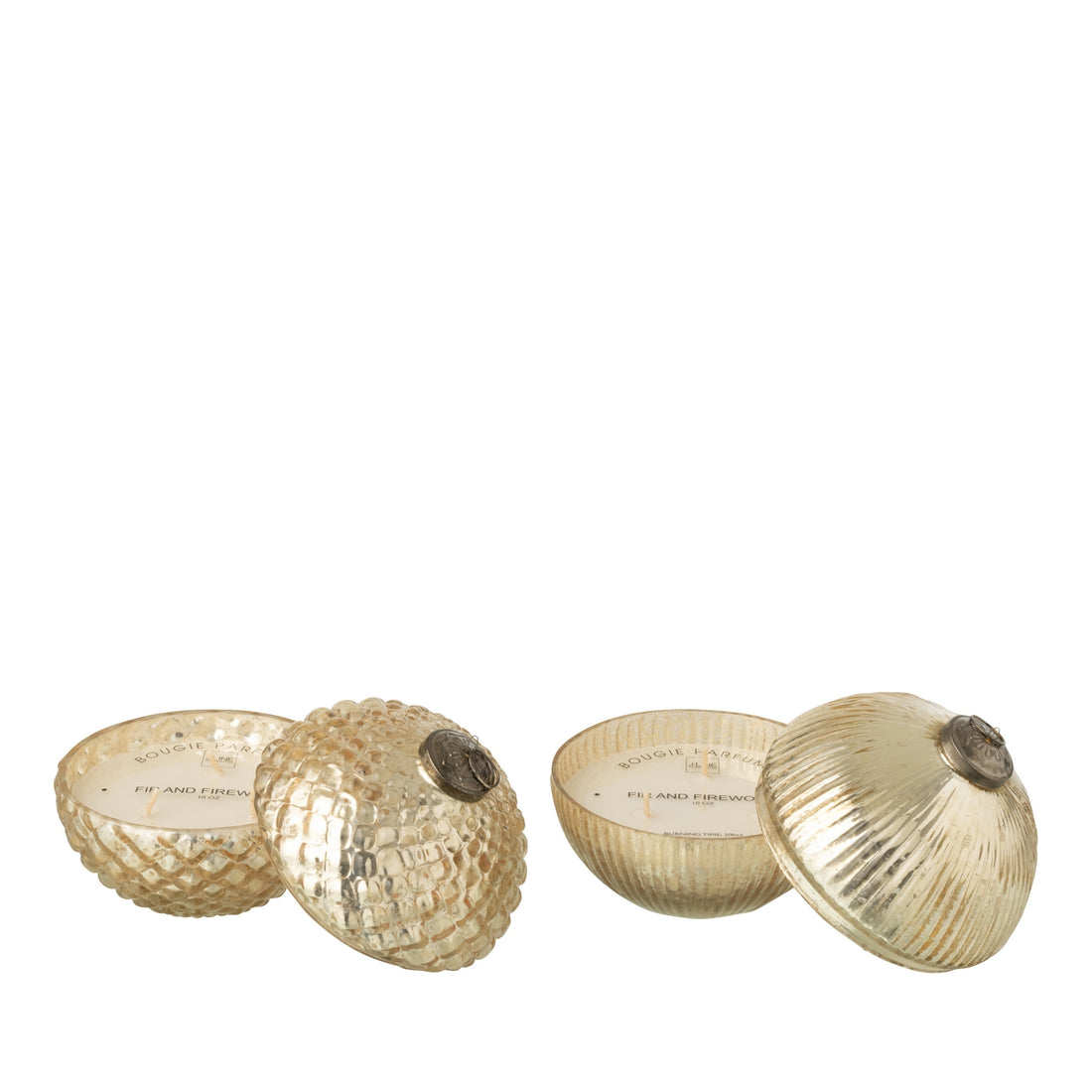 Vela aromática Bola de Navidad de Vidrio Dorado Grande J-Line Set de 2