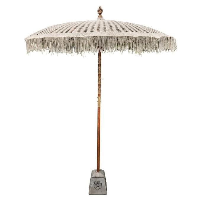 Bali Parasol - Macrame - Créme - 180cm - Parasol - Todo Bien - livinglovely.nl