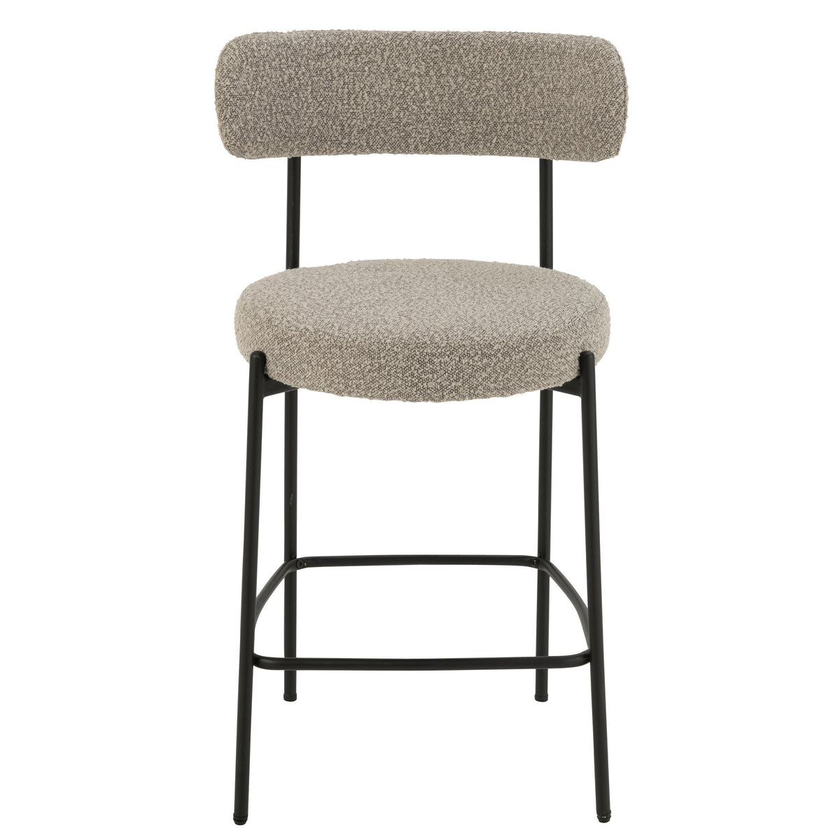 Barstoel Boucle Multiplex/Polyester Grijs/Zwart - Barkruk - J-Line - livinglovely.nl