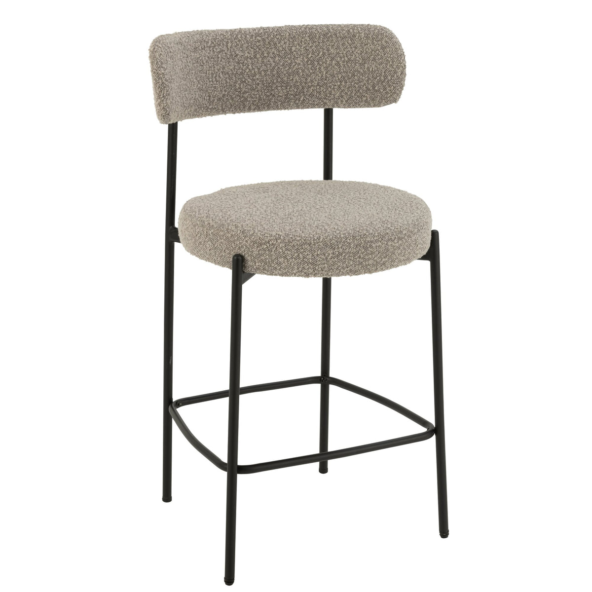 Taburete de bar Boucle Multilaminado/Poliéster Gris/Negro J-Line