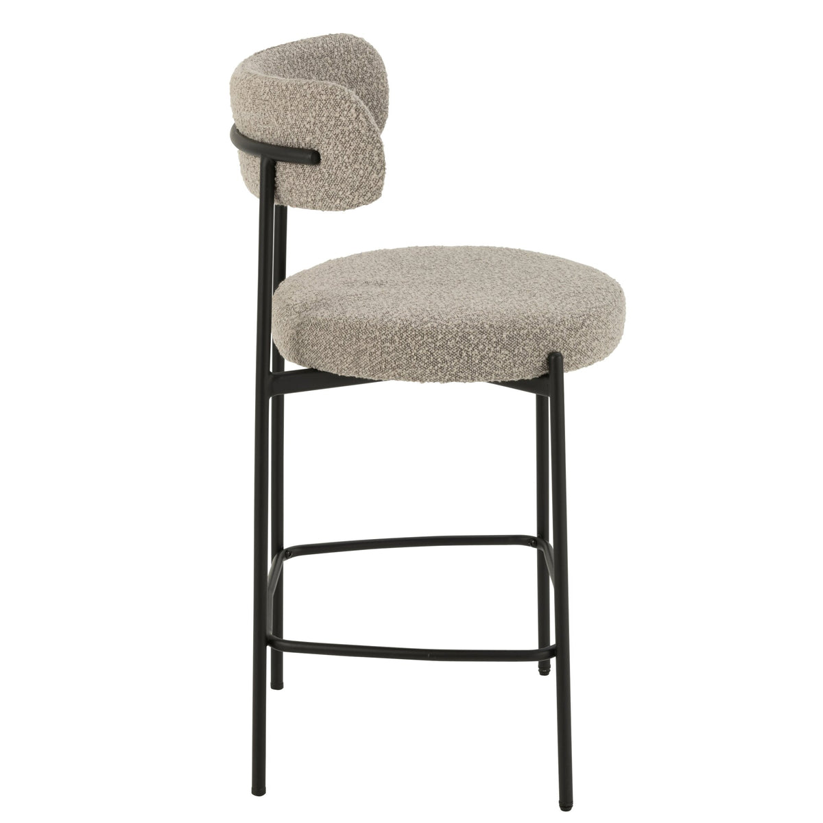 Taburete de bar Boucle Multilaminado/Poliéster Gris/Negro J-Line