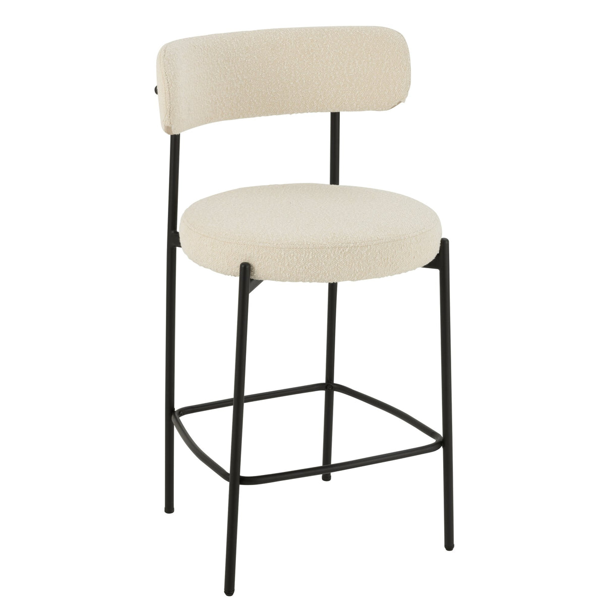 Taburete de bar Boucle Multilaminado/Poliéster Blanco/Negro J-Line