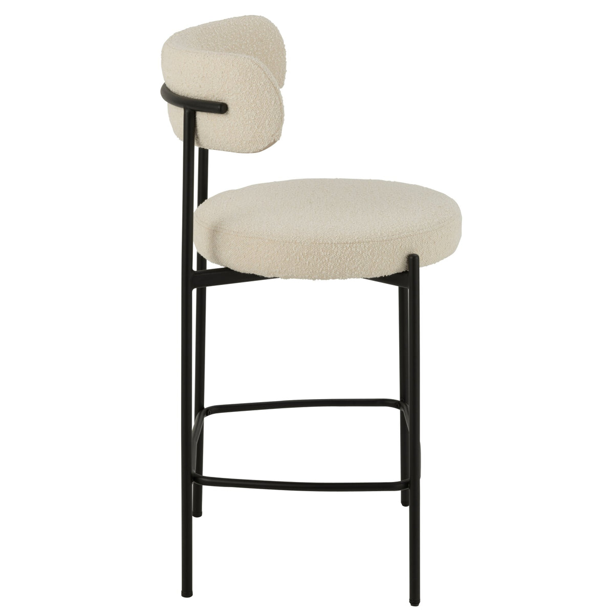 Taburete de bar Boucle Multilaminado/Poliéster Blanco/Negro J-Line