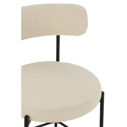 Taburete de bar Boucle Multilaminado/Poliéster Blanco/Negro J-Line