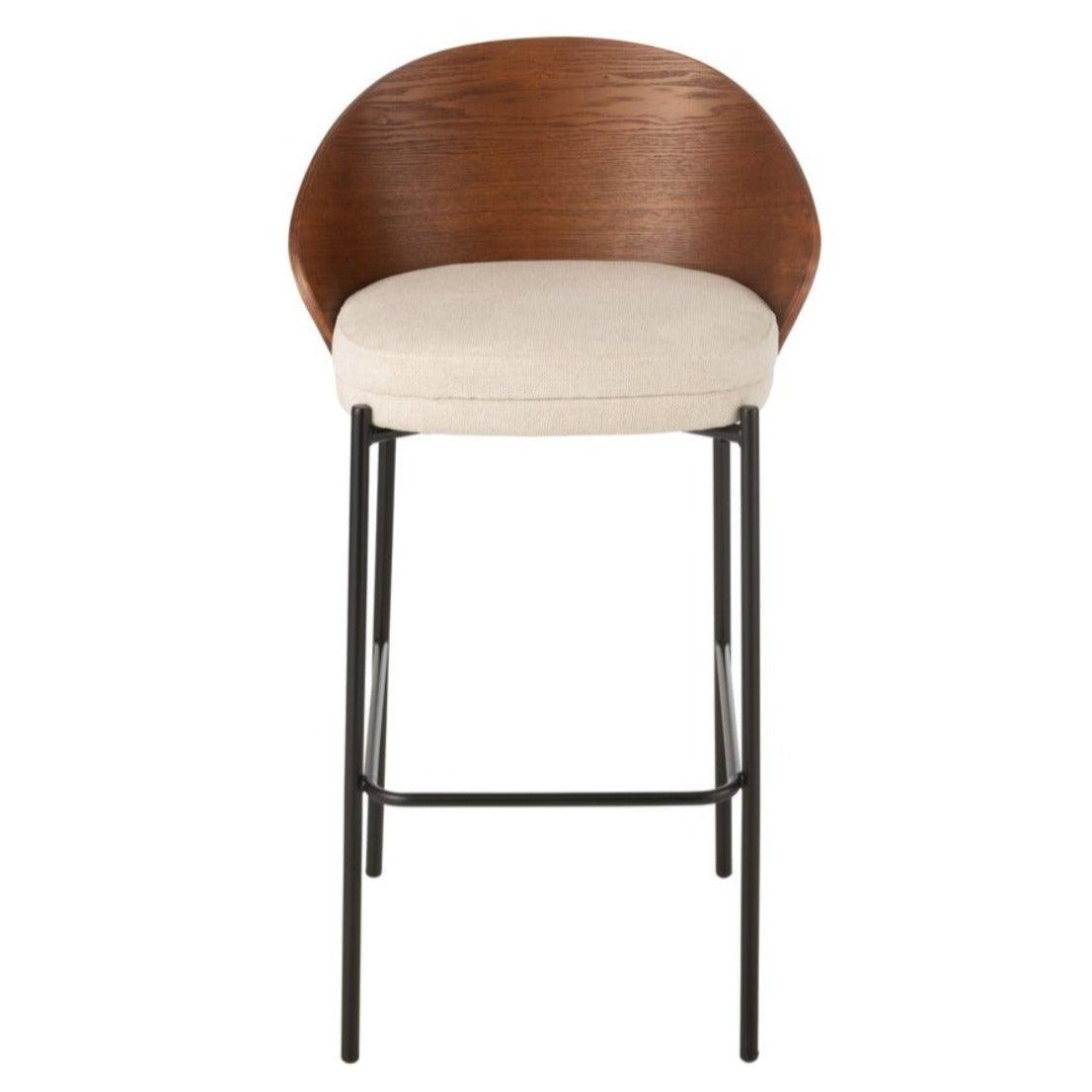 Barstoel Lone Multiplex/Metaal Bruin/Beige - Barkruk - J-Line - livinglovely.nl