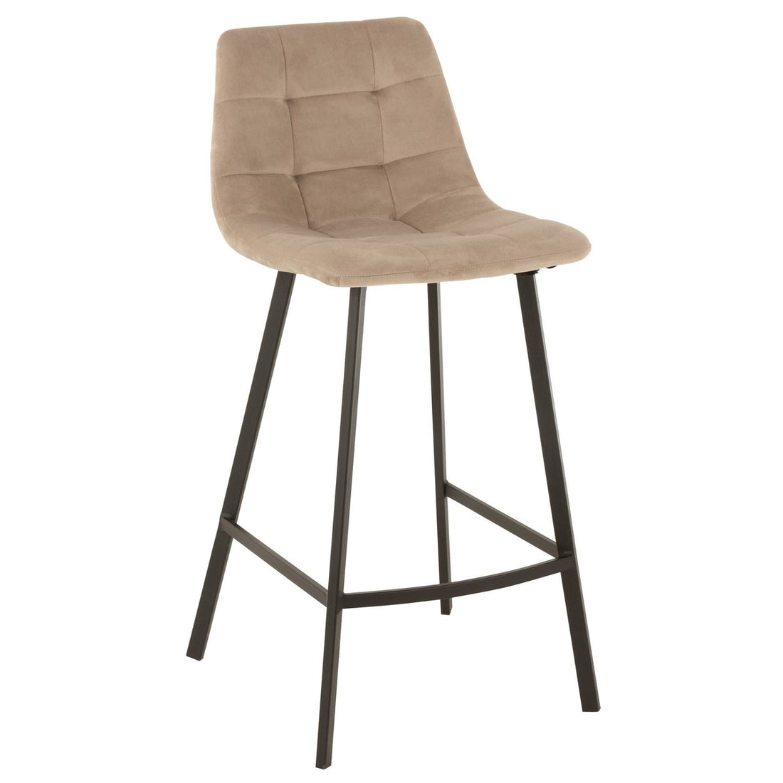 Barstoel Olivier Textiel/Metaal Beige - Barkruk - J-Line - livinglovely.nl