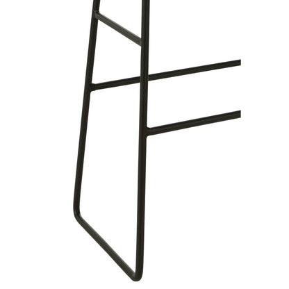 Taburete de bar rectangular de teca reciclada negro grande J-Line