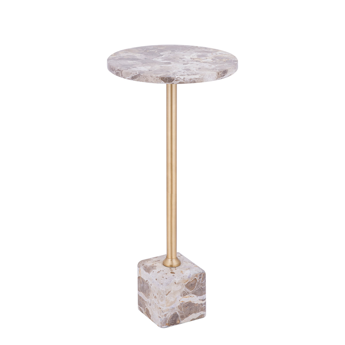 Ebe hoge bijzettafel van PTMD van boven gezien, beige marmeren blad
