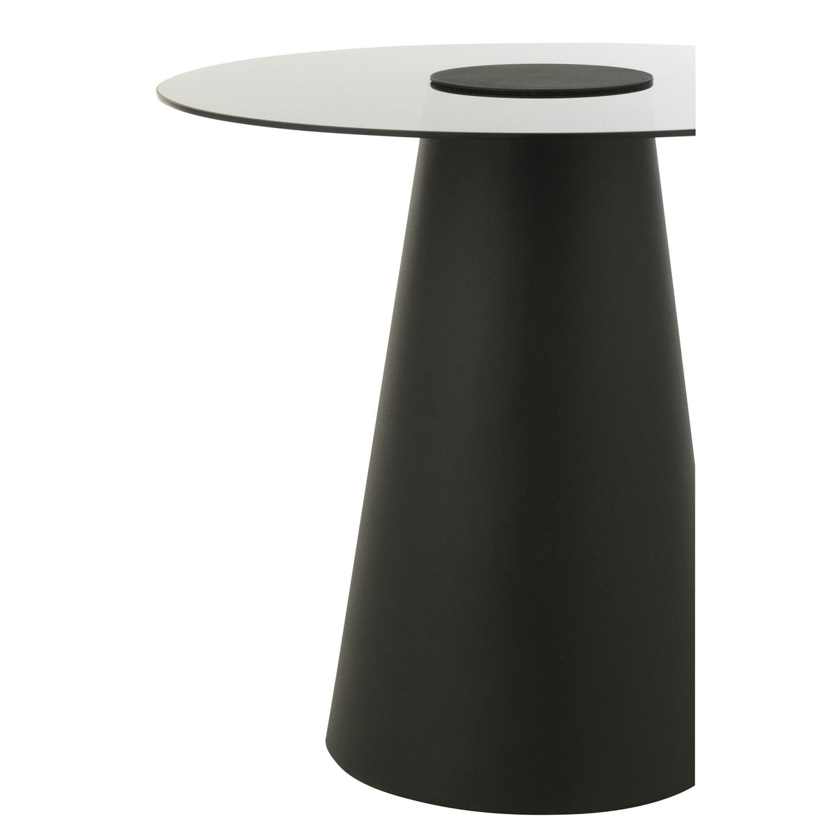 Bijzettafel Glas Flat Cap Kegel Metaal Zwart J-Line
