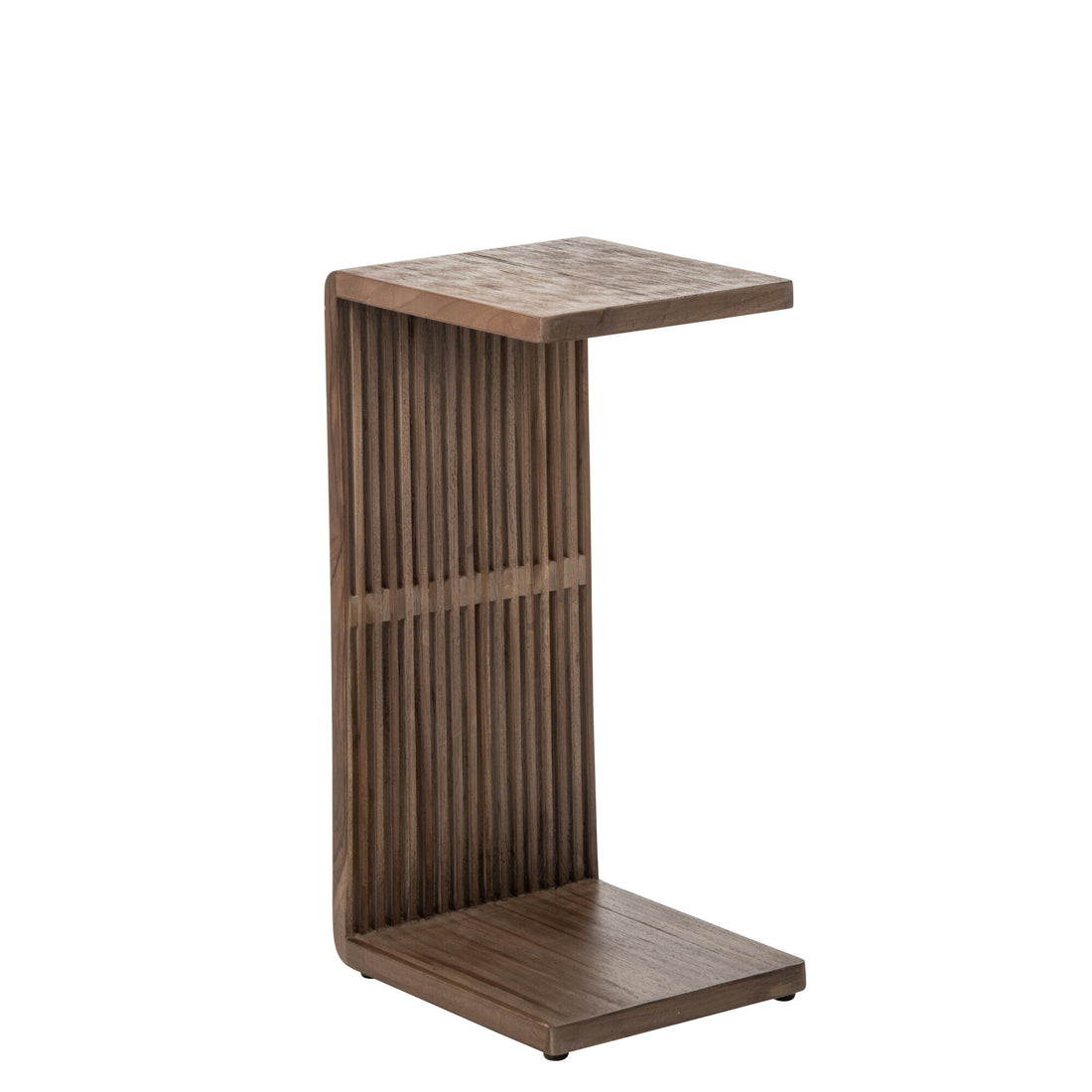 Mesa auxiliar de listones de madera reciclada marrón oscuro J-Line