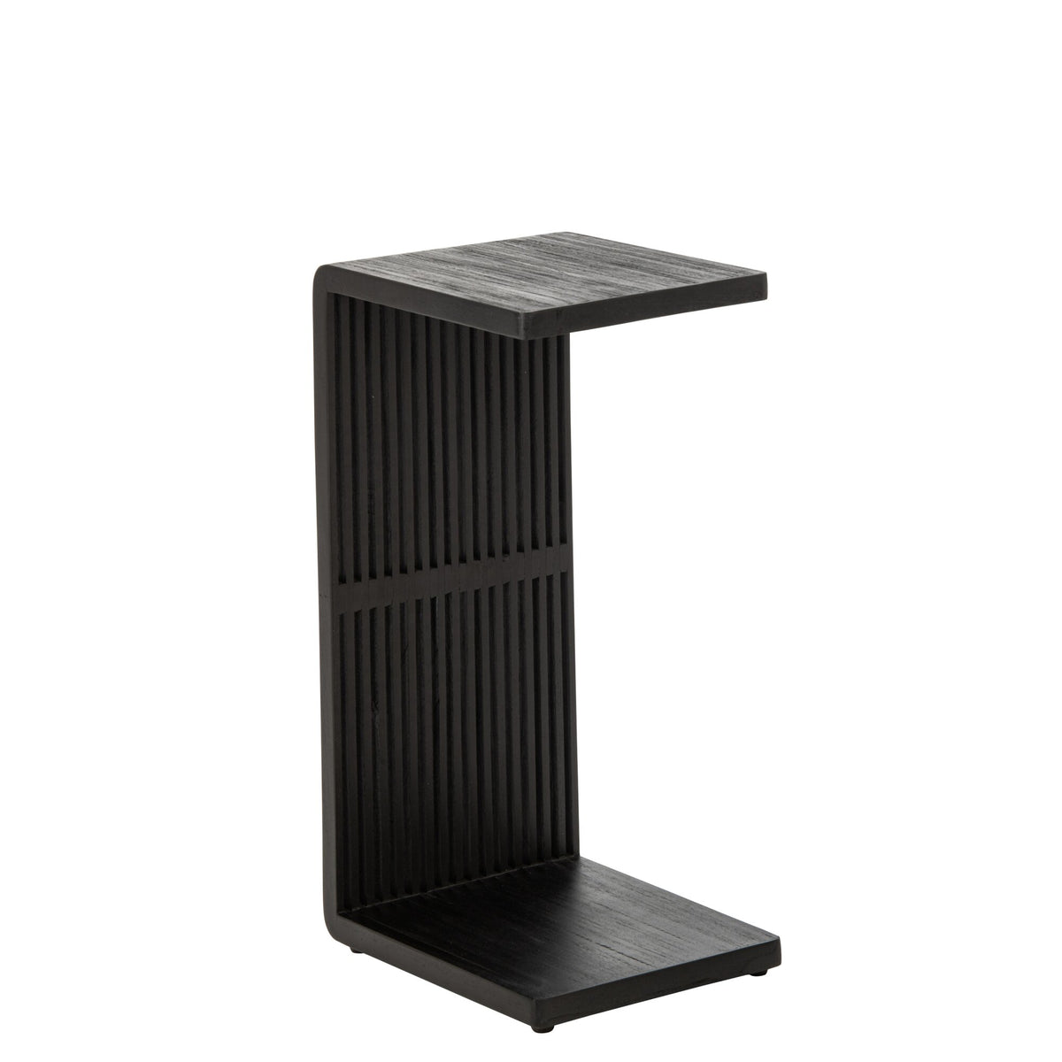 Mesa auxiliar de listones de madera reciclada negra J-Line