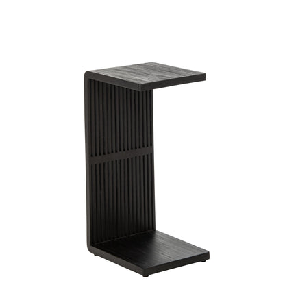 Mesa auxiliar de listones de madera reciclada negra J-Line