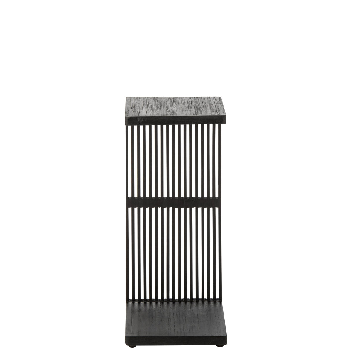 Mesa auxiliar de listones de madera reciclada negra J-Line
