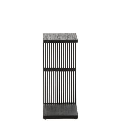 Mesa auxiliar de listones de madera reciclada negra J-Line