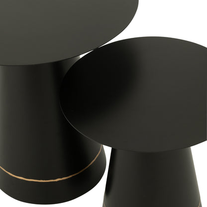 Bijzettafel Metaal Zwart/Goudkleurig Set van 2 J-Line - Bijzettafel - J-Line - livinglovely.nl