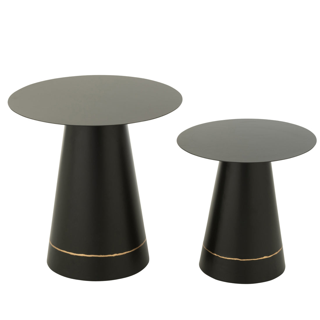 Bijzettafel Metaal Zwart/Goudkleurig Set van 2 J-Line - Bijzettafel - J-Line - livinglovely.nl