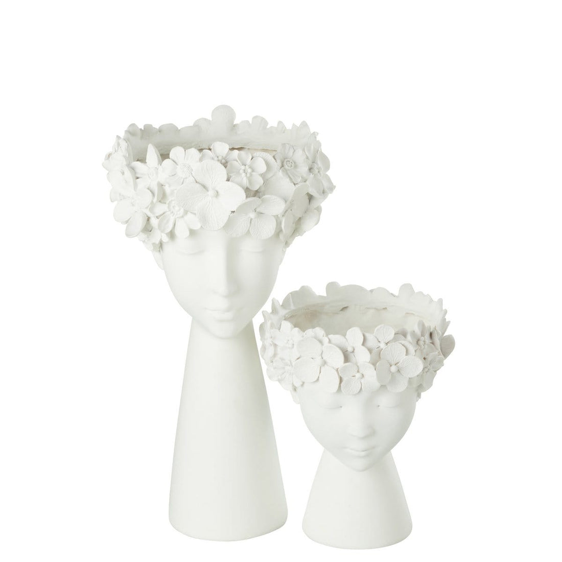 Bloempot Kop Resine Wit Large - Pot - J-Line - livinglovely.nl