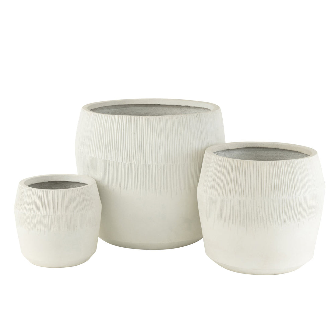 Maceta de arcilla de fibra blanca, set de 3, J-Line