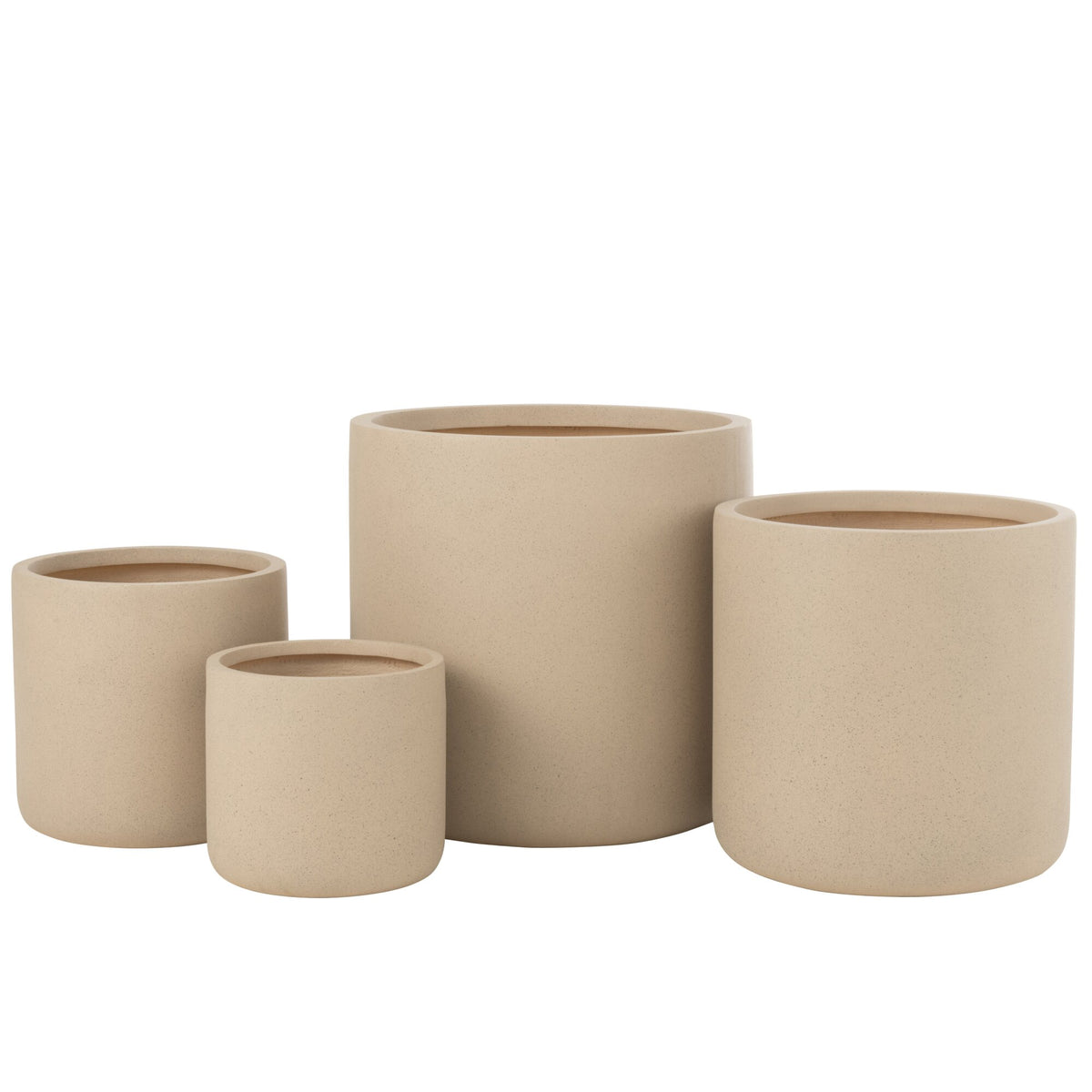 Juego de 4 macetas Dune de arcilla color marfil J-Line