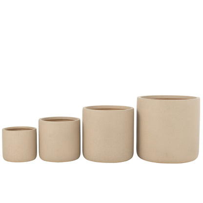 Juego de 4 macetas Dune de arcilla color marfil J-Line