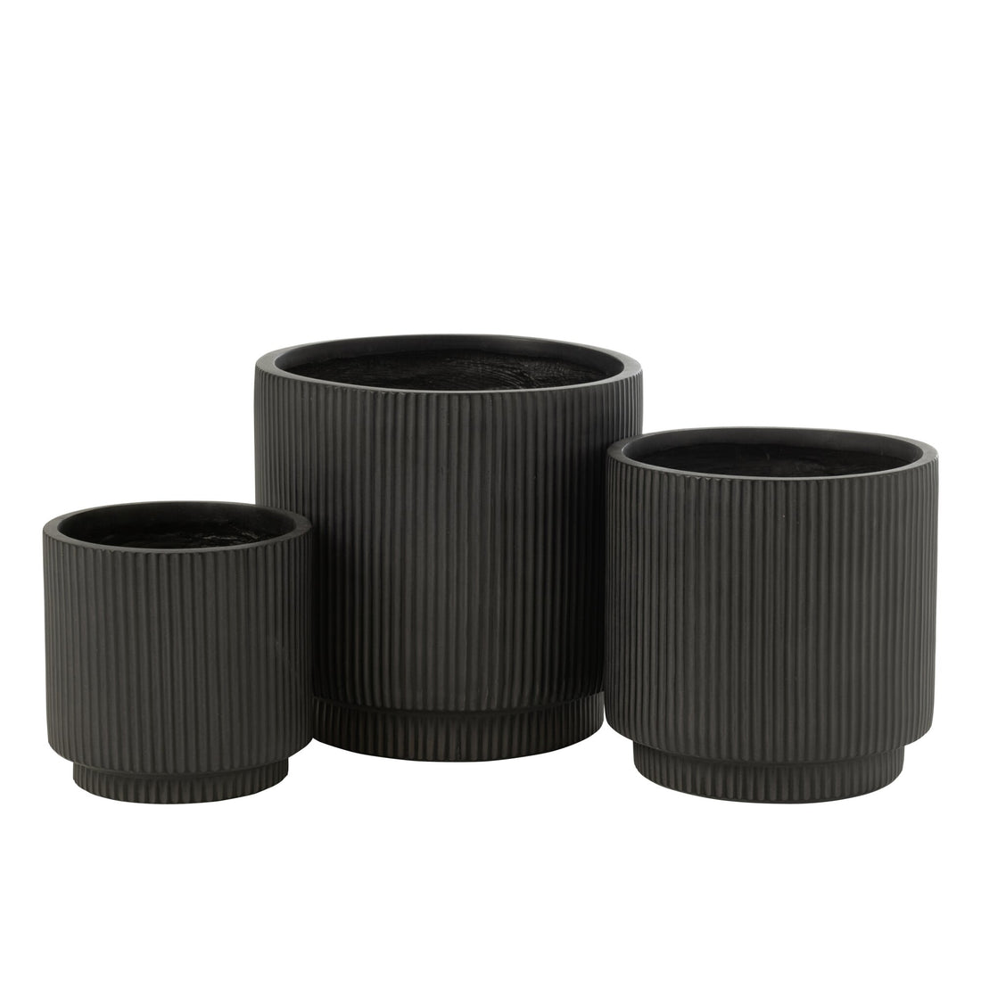 Juego de 3 macetas Misty de arcilla negra J-Line