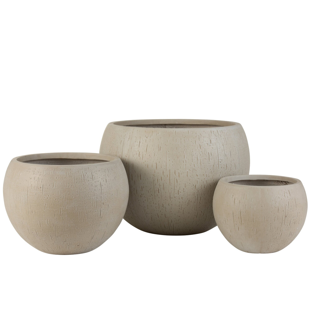 Juego de 3 macetas redondas de barro beige J-Line