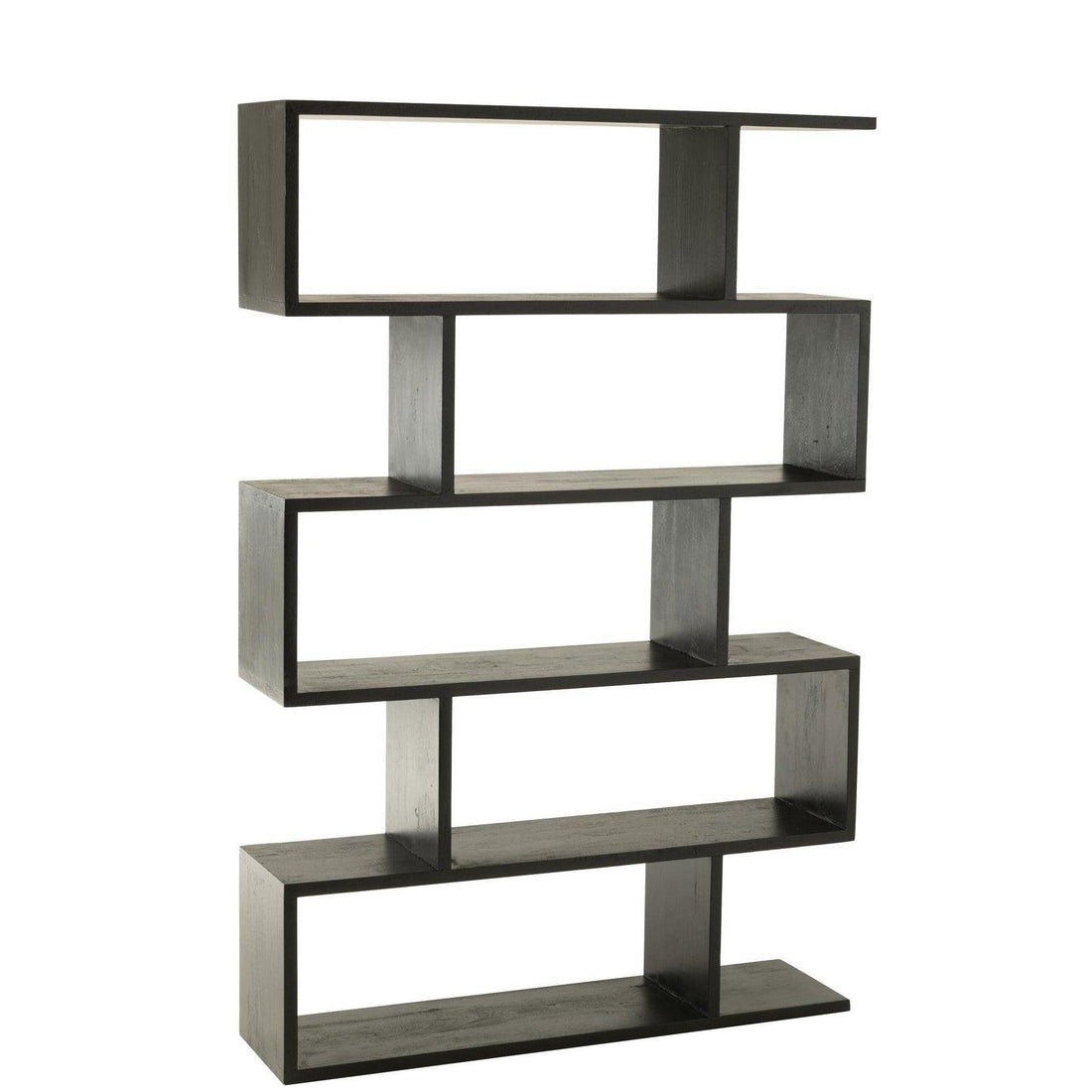 Boekenkast Verticaal Latten Mango Hout Mat Zwart - Boekenkast - J-Line - livinglovely.nl