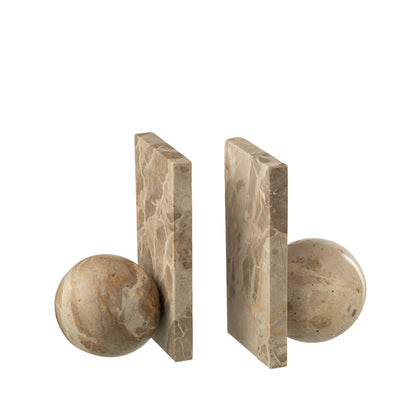 Boekensteun Marmer Beige J-Line - Boekensteun - J-Line - livinglovely.nl