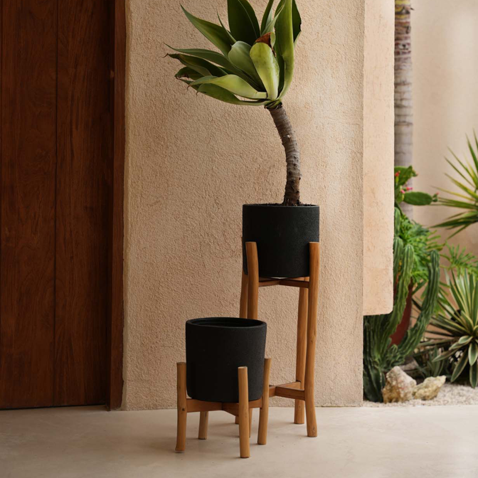 De Charcoal Hoge Plantenbak - Zwart - Large - Pot - Bazar Bizar - livinglovely.nl