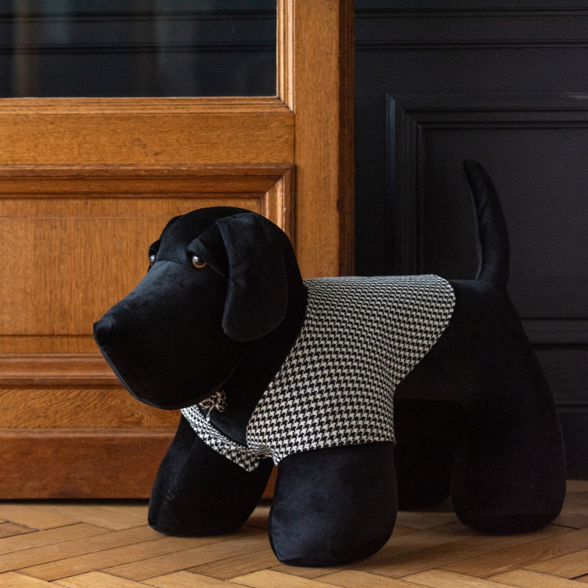 Deurstopper Hond Pied-De-Poule Polyester Zwart/Wit J-Line - Deurstopper - J-Line - livinglovely.nl