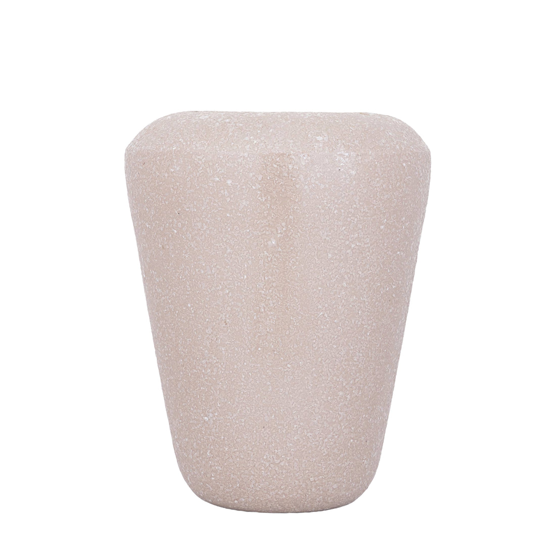Dezia Pot Beige Mozaïek Hoog Medium van PTMD, vooraanzicht van de hoge ijzeren pot met beige mozaïek op wit